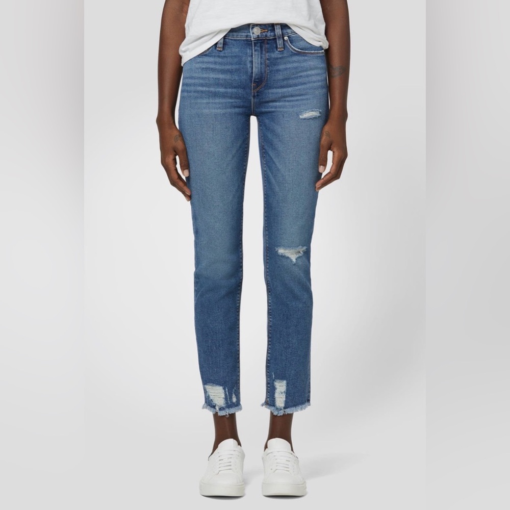 NWT Hudson Jeans Women's Nico mid-rise Distressed crop Jeans Seaglass
